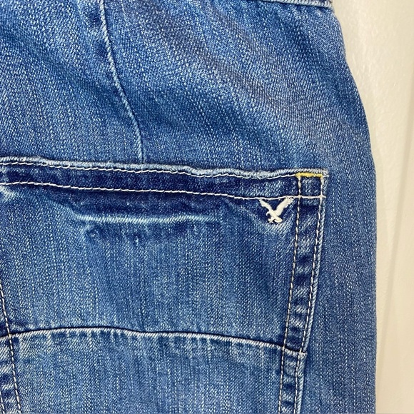 American Eagle Denim Short Overalls Shortalls Size S/P Frayed Hem Women’s GUC. - Picture 8 of 16